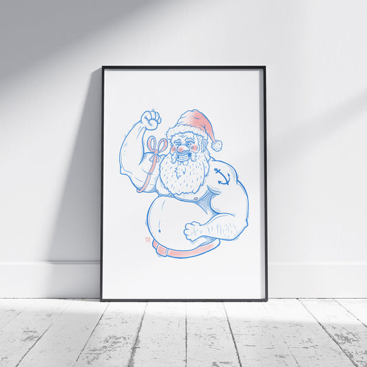 Muscle Santa Art Print